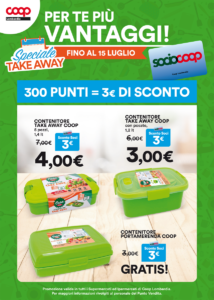 Vantaggi per i Soci Coop Speciale Take Away