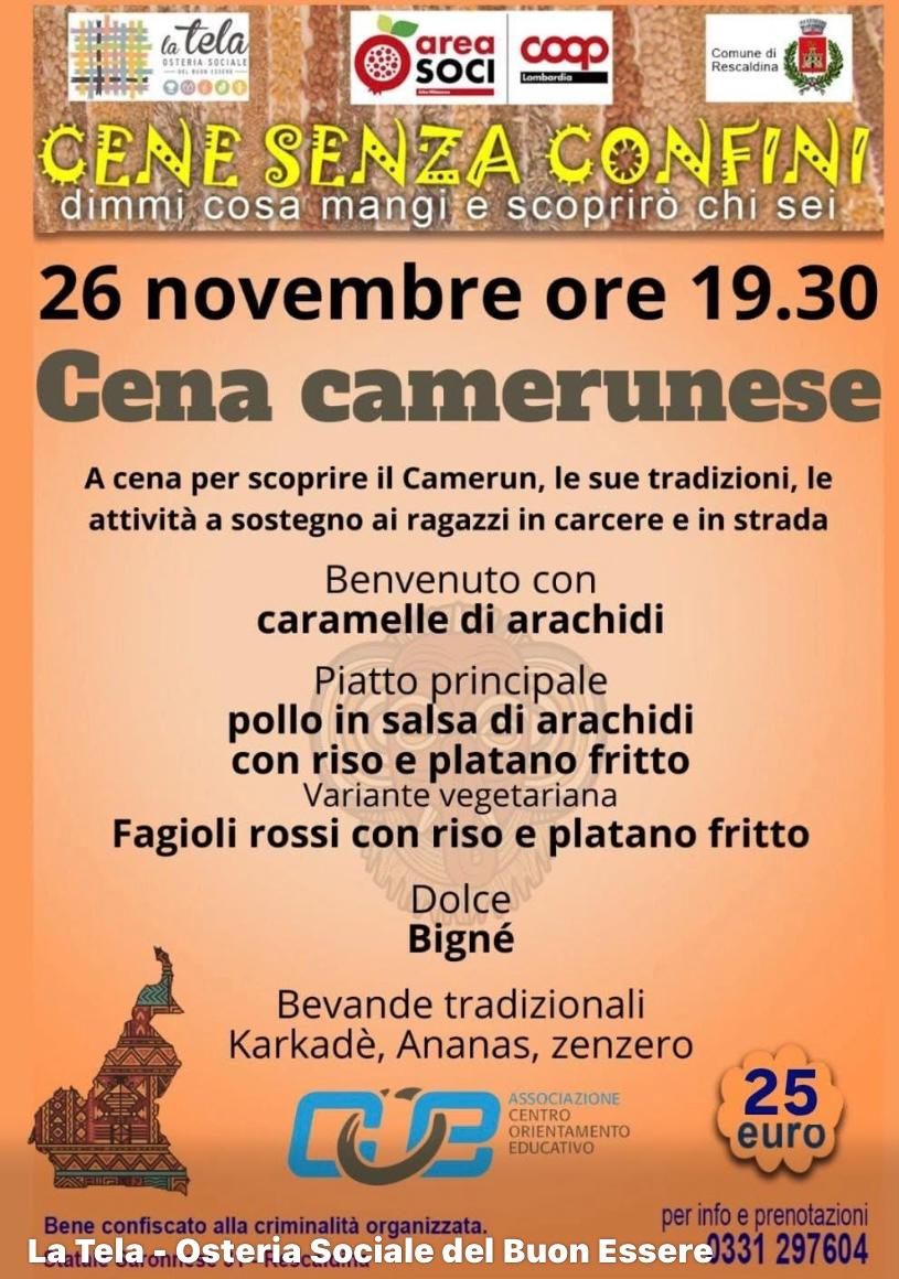 Cene senza confini_cena camerunense