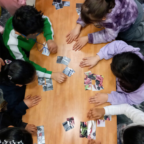 Attività di gruppo con puzzle frutti di pace