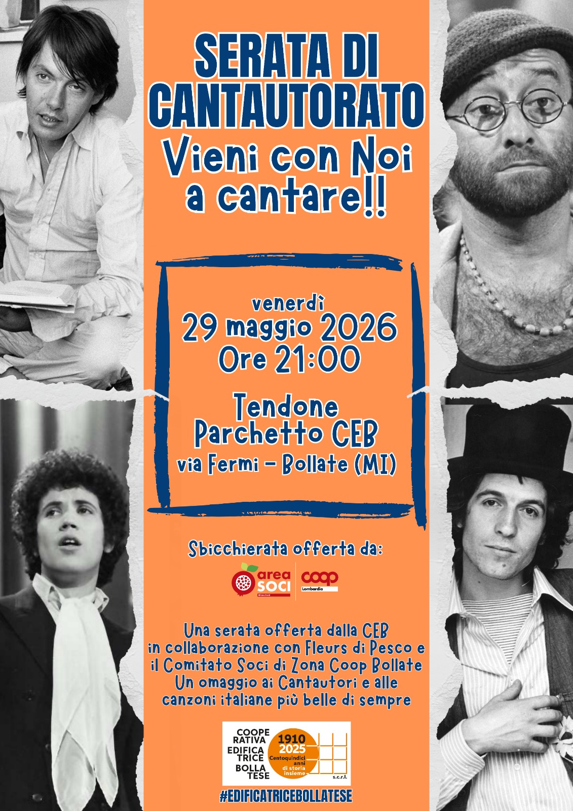 Serata di Cantautorato – Vieni con Noi a cantare!!