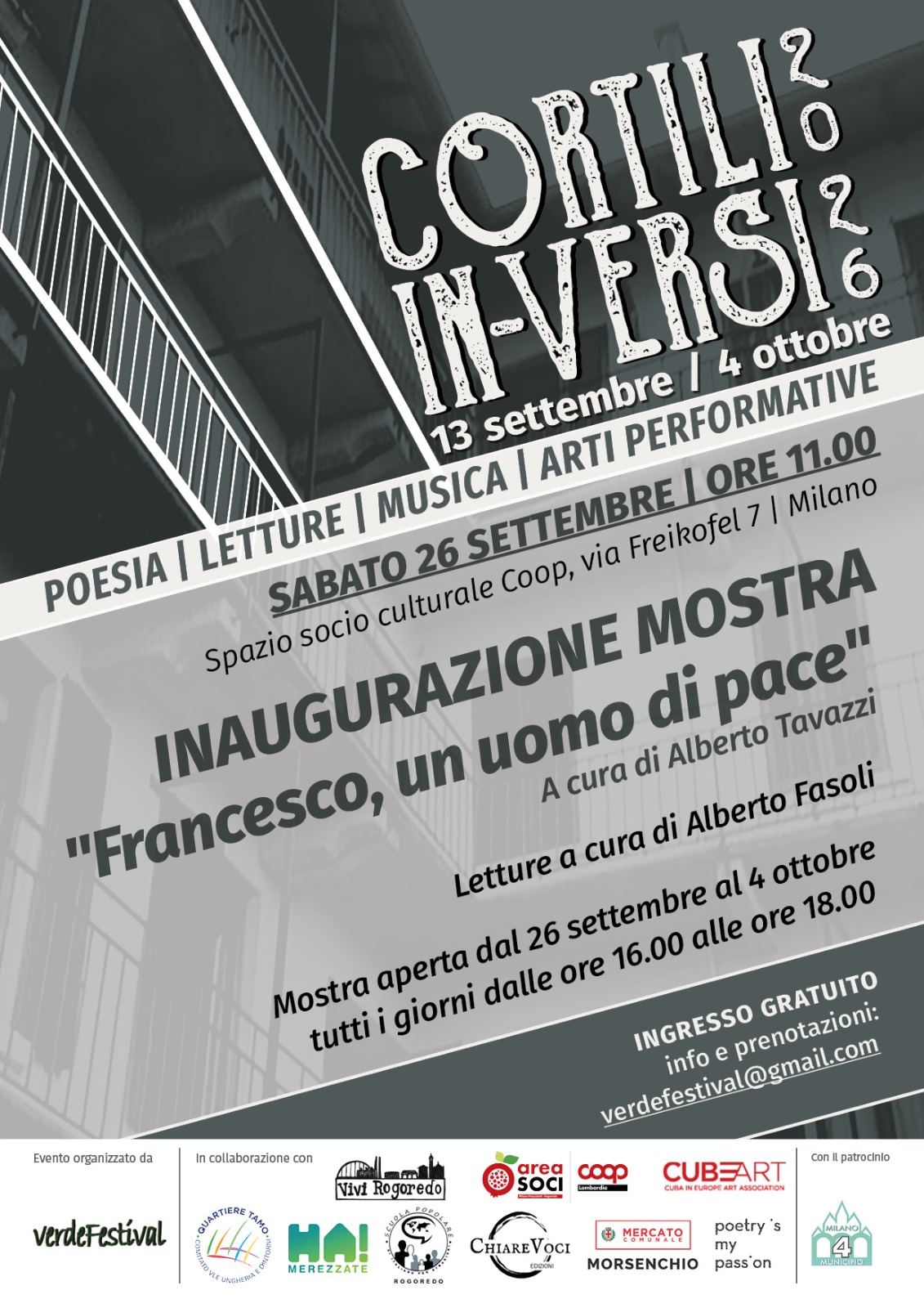 Cortili in-Versi 2026 – Inaugurazione Mostra "Francesco, un uomo di pace"